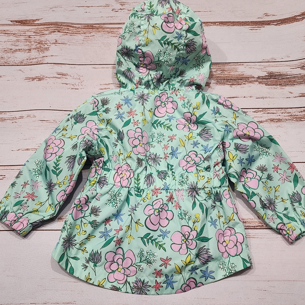🌺3/$20 Cat & Jack Jacket Mint Pink Floral Zip Up Toddler Girl 12 Months - Picture 2 of 8